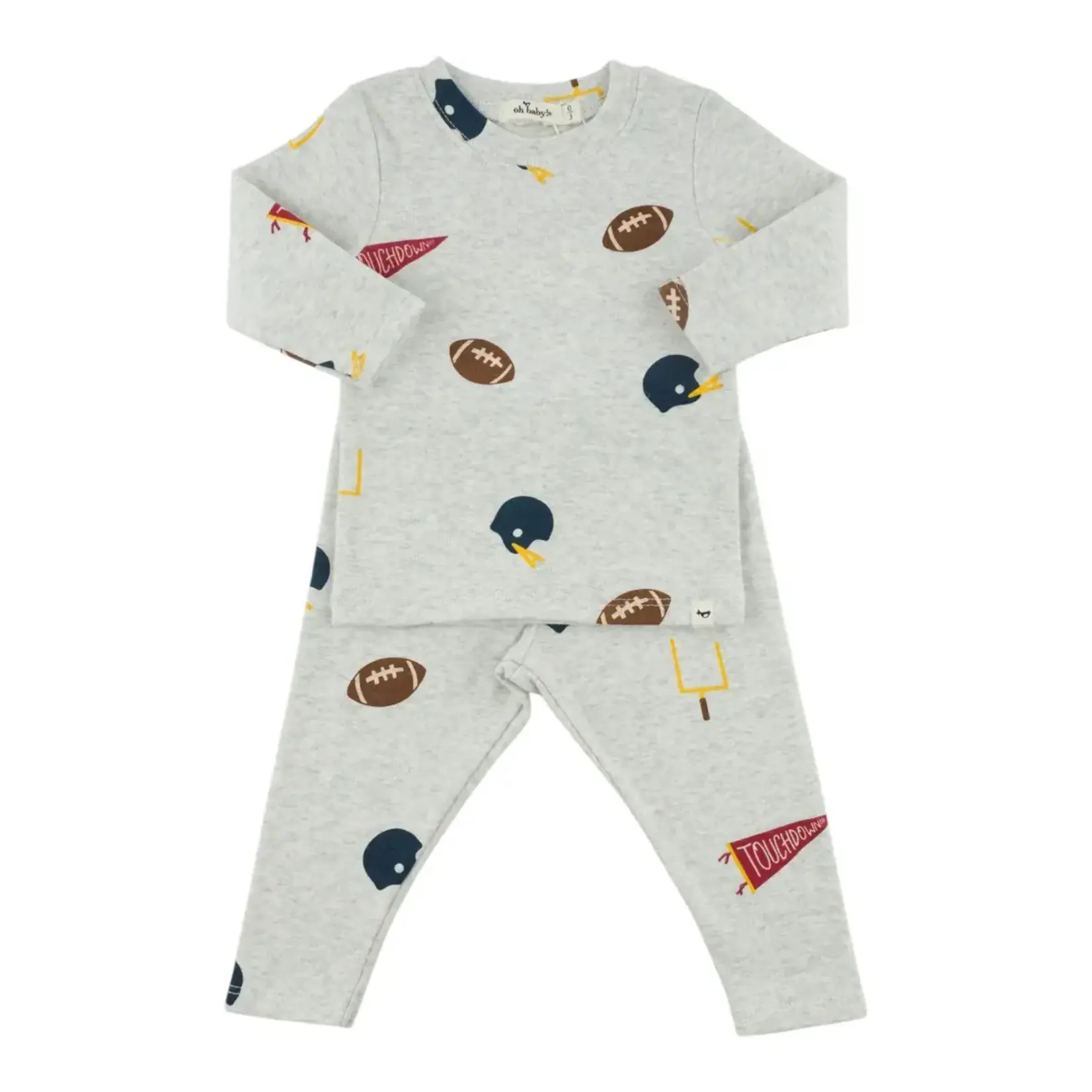 Oh Baby! Oh Baby Heather Gray Football All Over Print 2pc Set