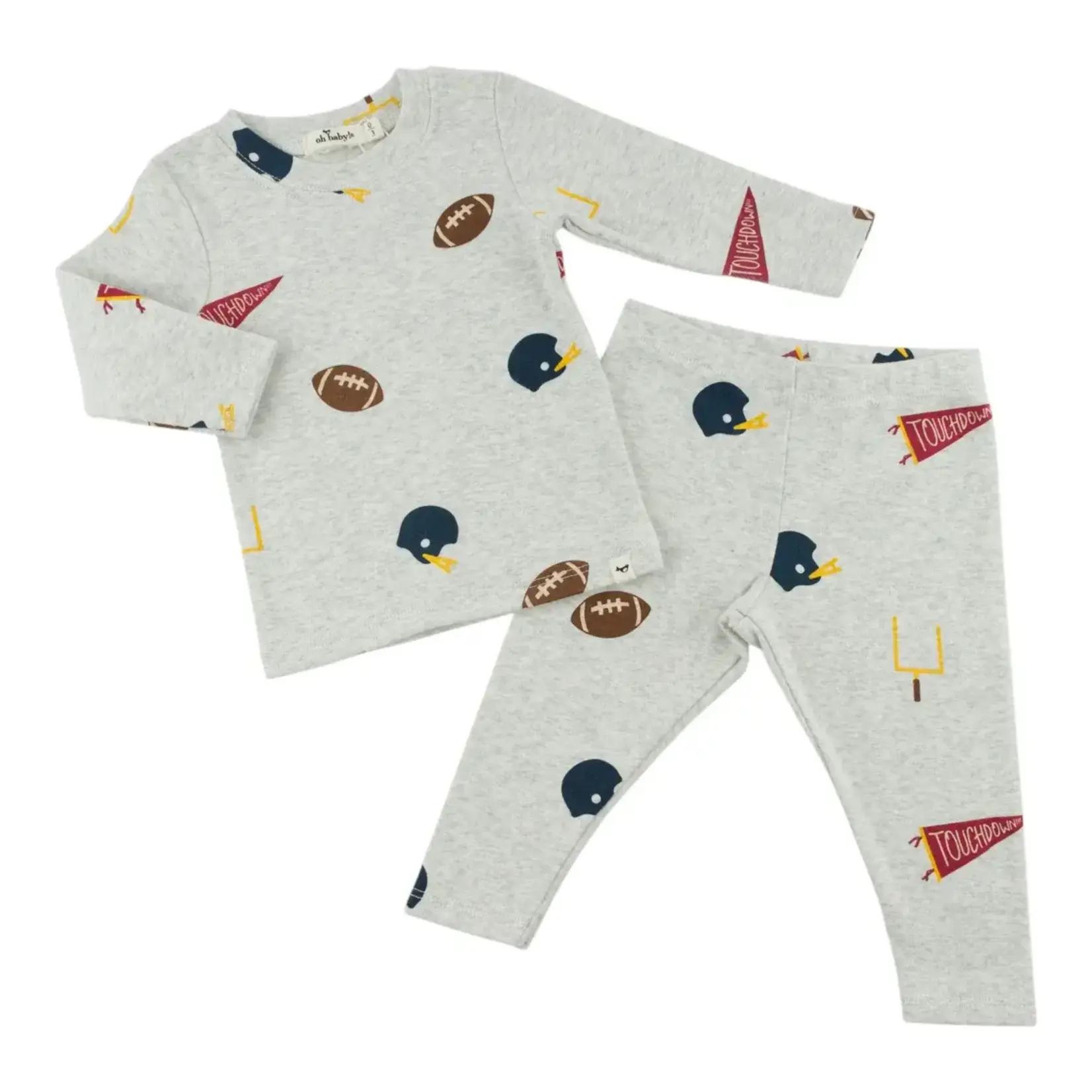 Oh Baby! Oh Baby Heather Gray Football All Over Print 2pc Set