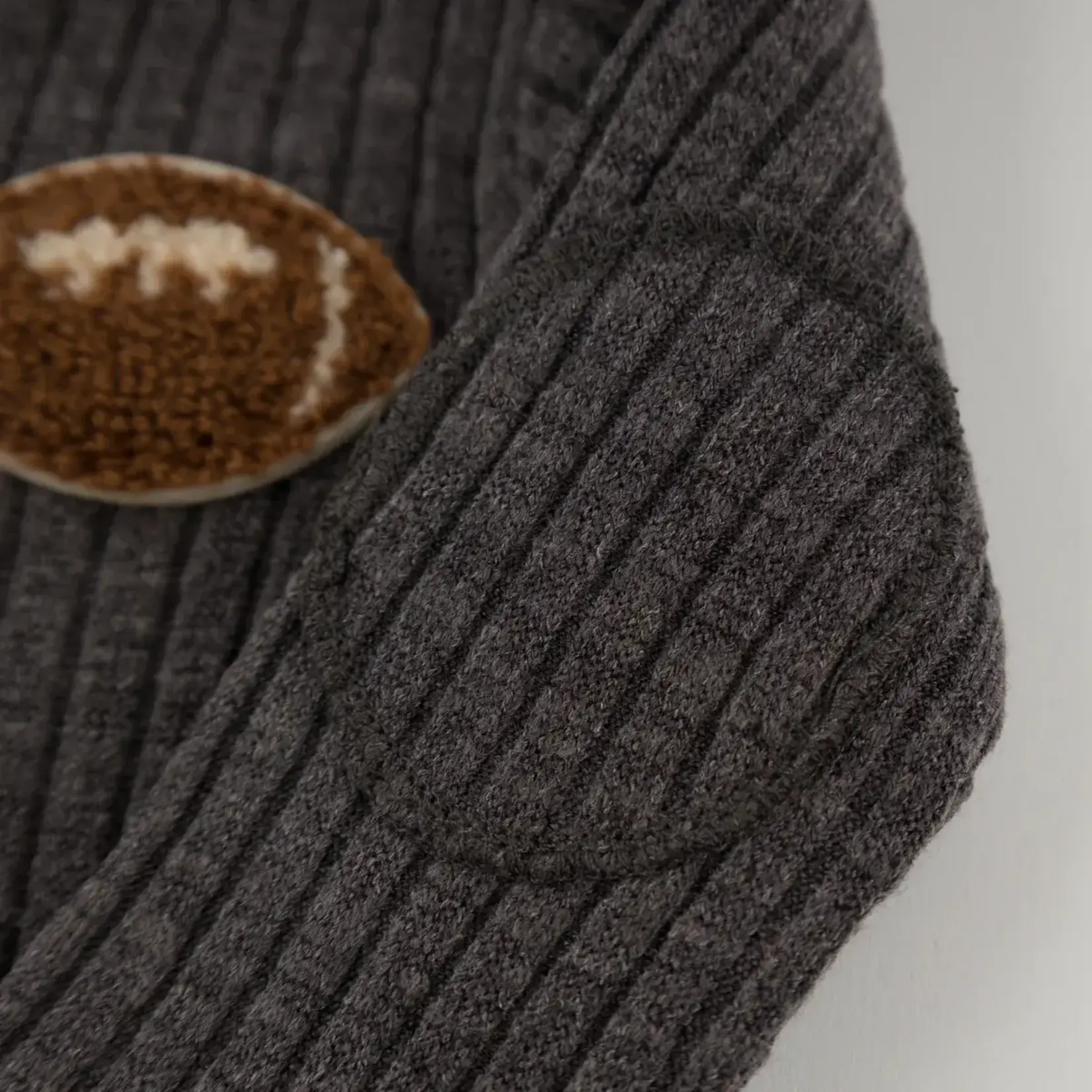Oh Baby! Oh Baby Charcoal Henley With Football Chenille Patch Shirt