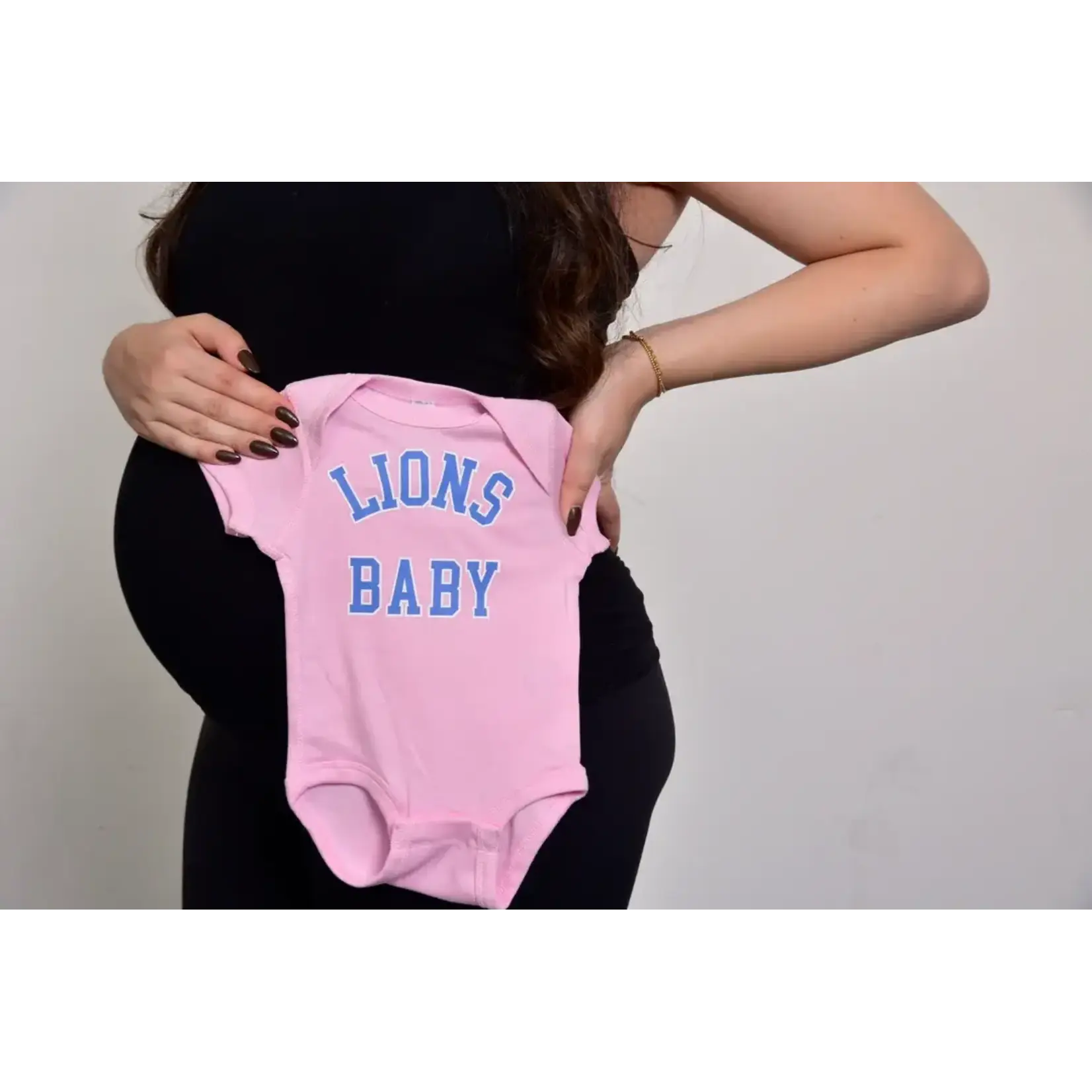 Ink Detroit Ink Detroit Pink Lions Baby Onesie