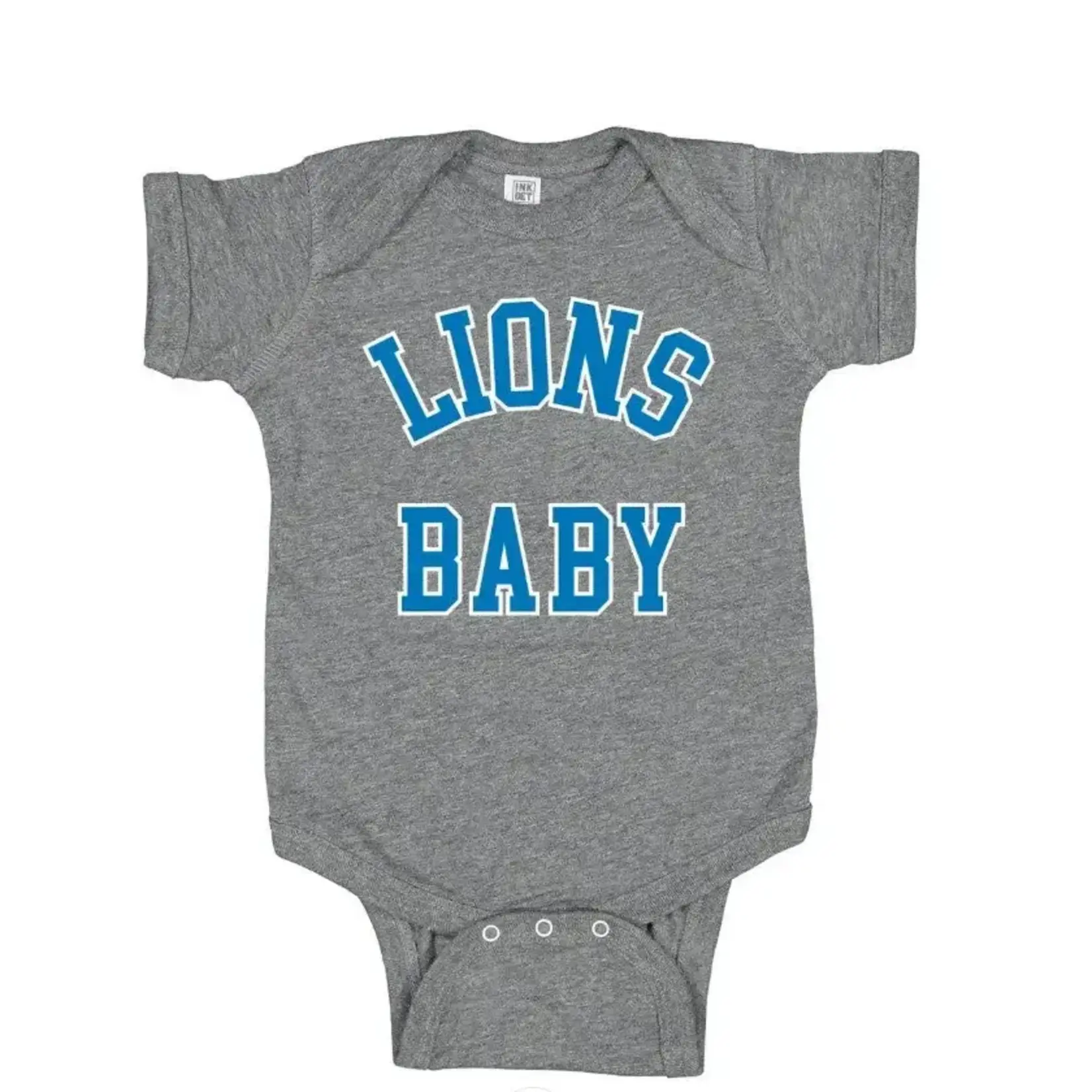 Ink Detroit Ink Detroit Heather Grey Lions Baby onesie