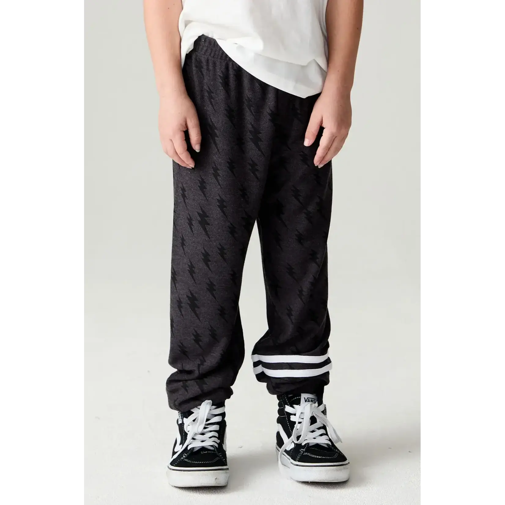 Chaser Chaser Vintage Black Storm Cozy Knit Lounge Pant With Strapping