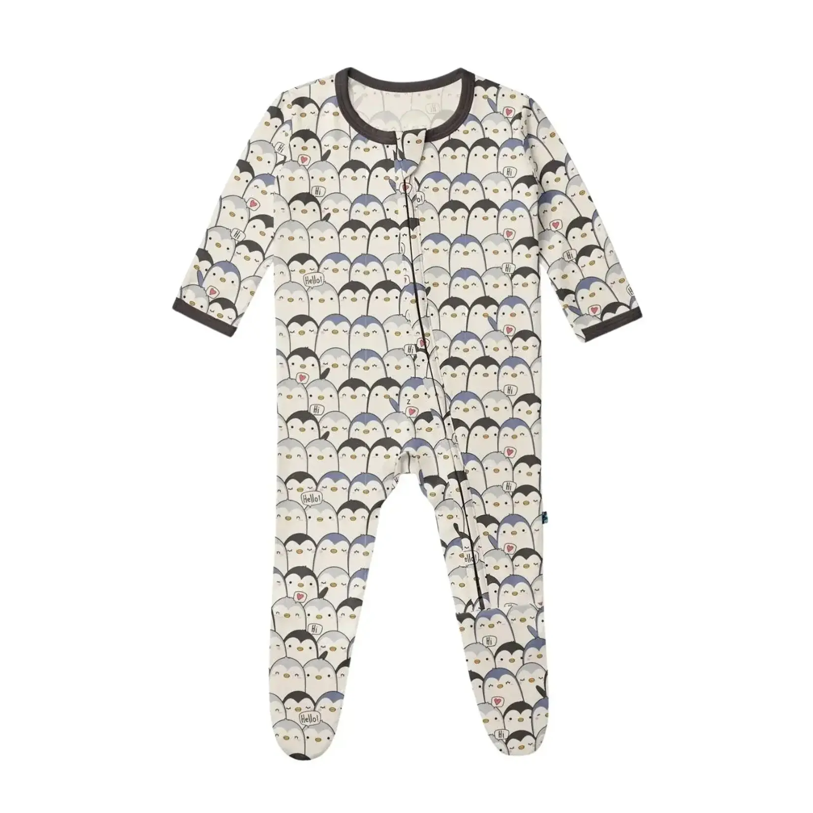 KicKee Pants Kickee Pants Moonlight Penguin Print Footie with 2 Way Zipper