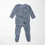 KicKee Pants Kickee Pants Moonlight Scandinavian Animals Print Footie with 2 Way Zipper