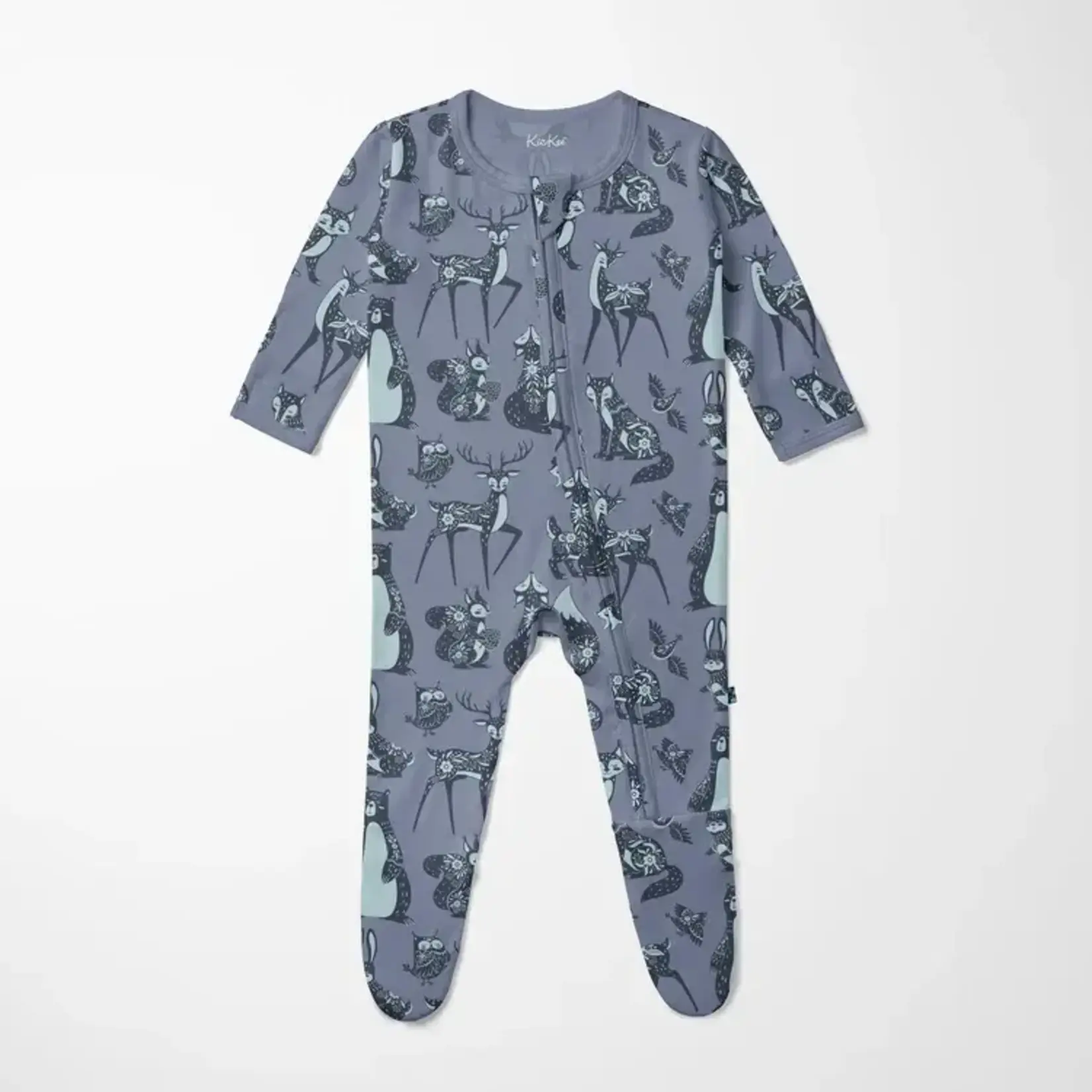KicKee Pants Kickee Pants Moonlight Scandinavian Animals Print Footie with 2 Way Zipper