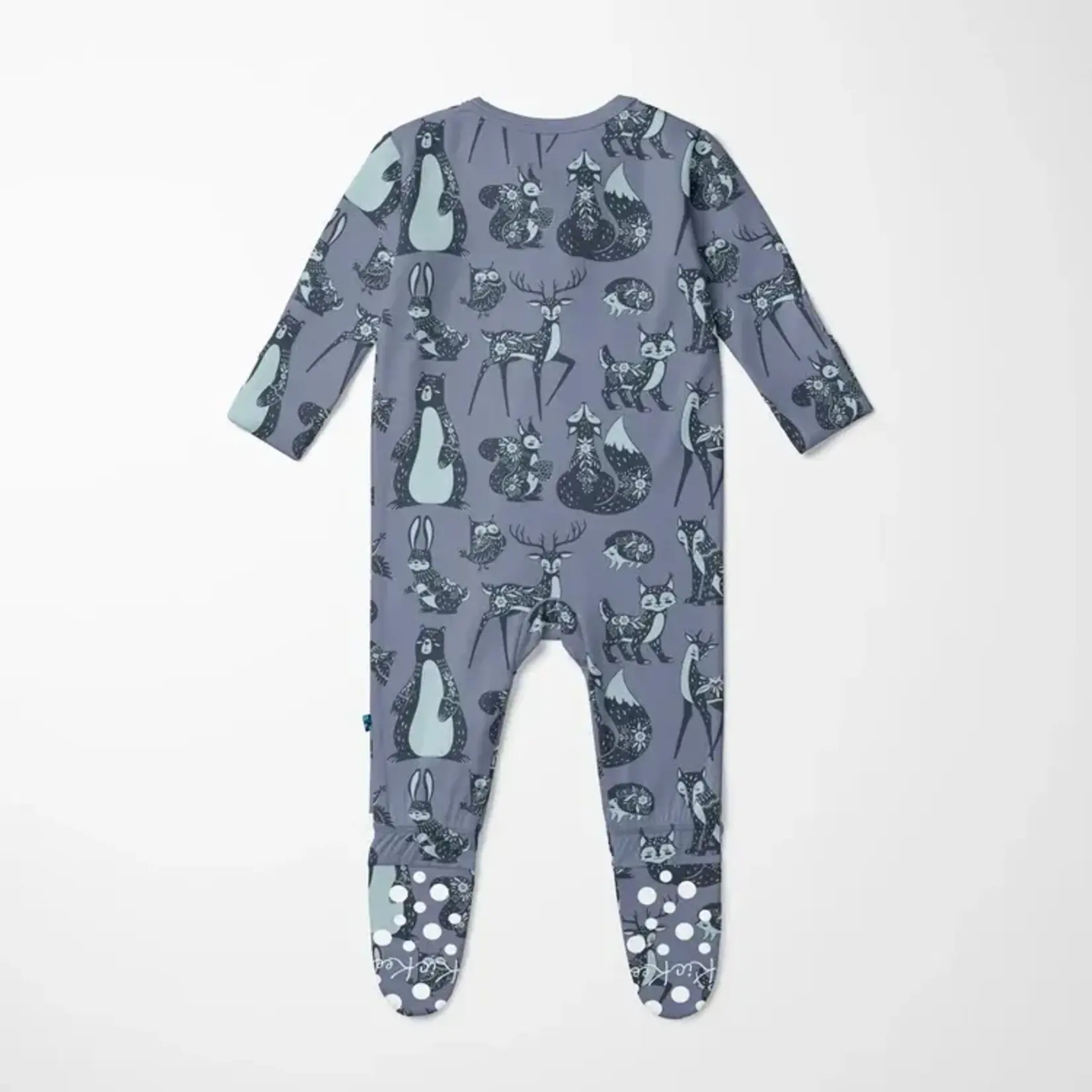 KicKee Pants Kickee Pants Moonlight Scandinavian Animals Print Footie with 2 Way Zipper