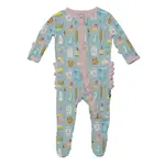 KicKee Pants Kickee Pants Spring Sky Baking Print Layette Ruffle Footie with 2 Way Zipper