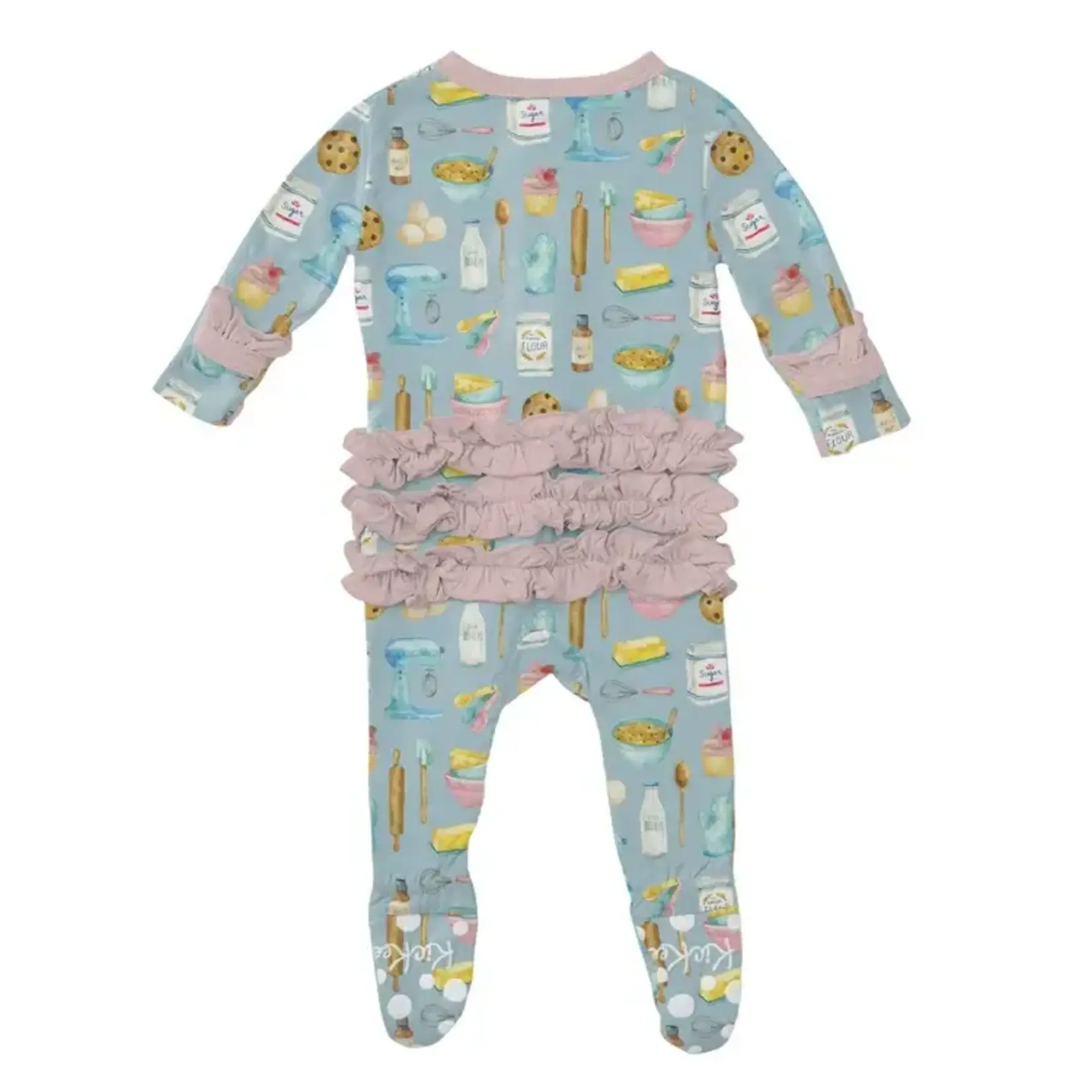KicKee Pants Kickee Pants Spring Sky Baking Print Layette Ruffle Footie with 2 Way Zipper