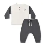 Quincy Mae Quincy Mae Midnight L/S Henley Tee & Drawstring Pant Set