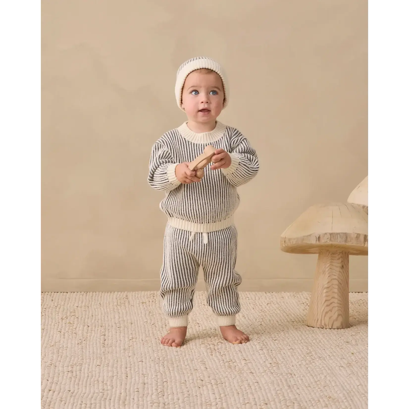 Quincy Mae Quincy Mae Midnight Stripe Relaxed Knit Sweater & Pant Set