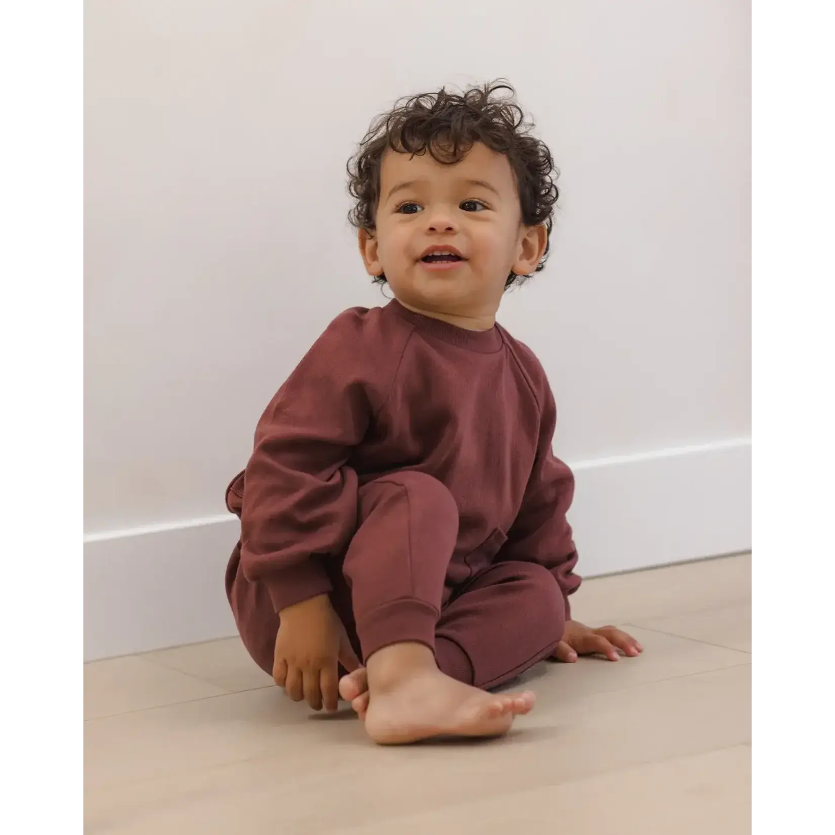 Quincy Mae Quincy Mae Black-Cherry Pocket Sweatshirt & Sweatpant Set