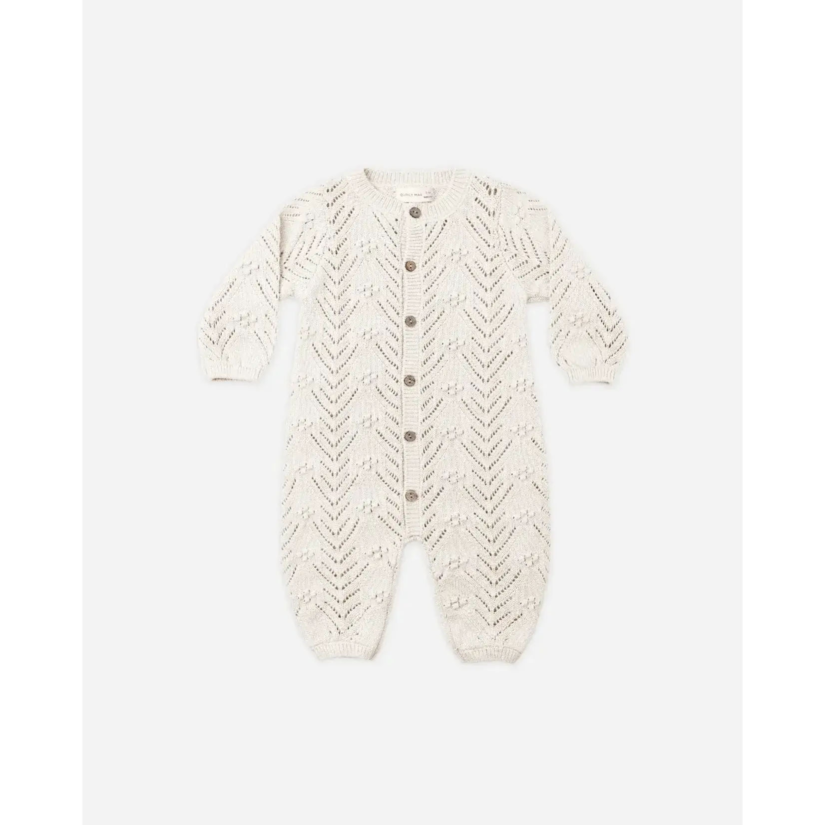 Quincy Mae Quincy Mae Oatmeal Heathered L/S Bubble Romper
