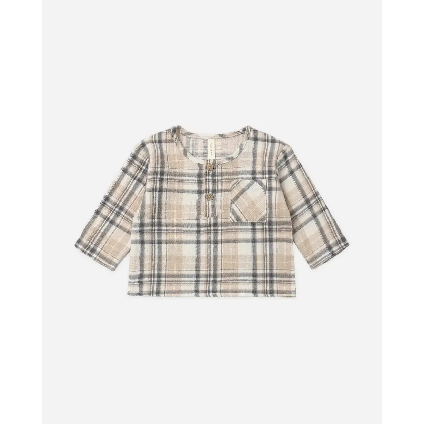 Quincy Mae Quincy Mae Latte Fall Plaid Rory Shirt & Woven Pant Set