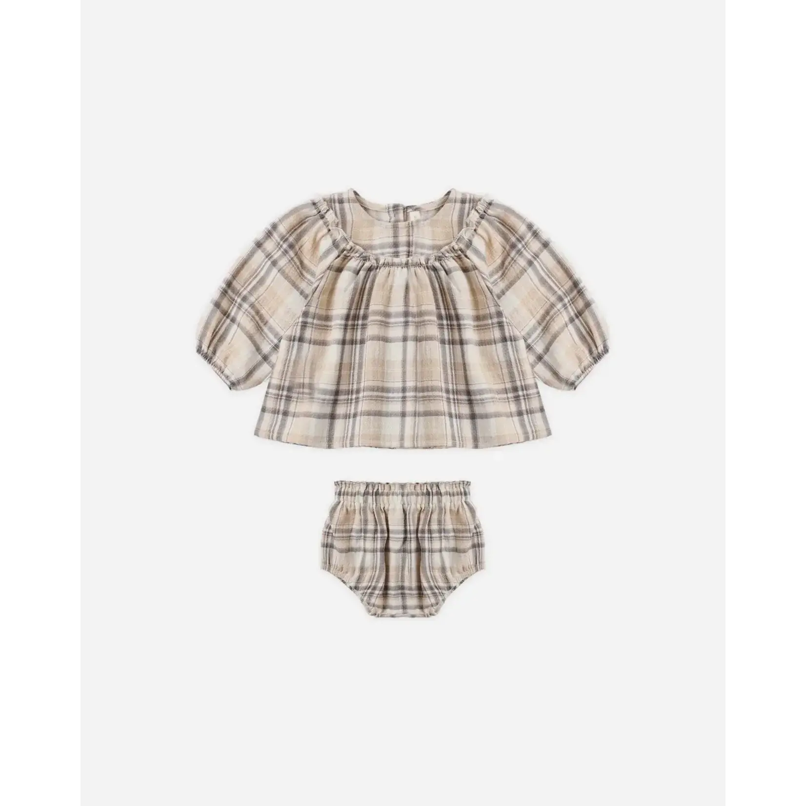 Quincy Mae Quincy Mae Latte Fall Plaid Mia Top + Bloomer Set