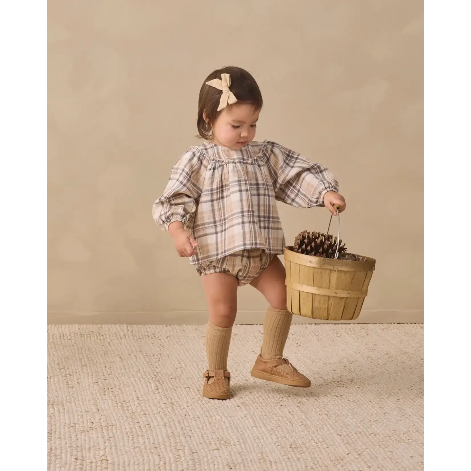Quincy Mae Quincy Mae Latte Fall Plaid Mia Top + Bloomer Set
