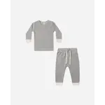 Quincy Mae Quincy Mae Midnight Microstripe Waffle Top & Pant Set