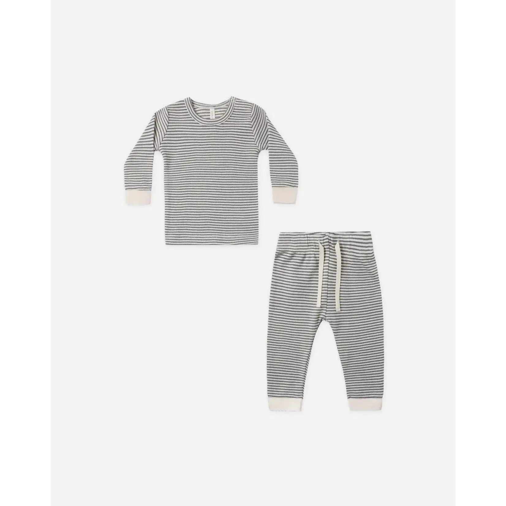 Quincy Mae Quincy Mae Midnight Microstripe Waffle Top & Pant Set
