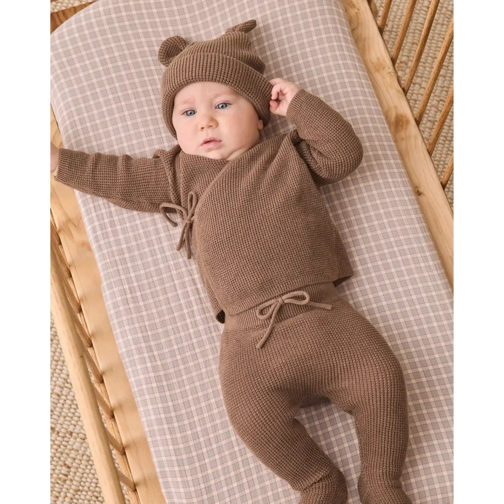 Quincy Mae Quincy Mae Cocoa Knit Wrap Top & Footed Pant Set