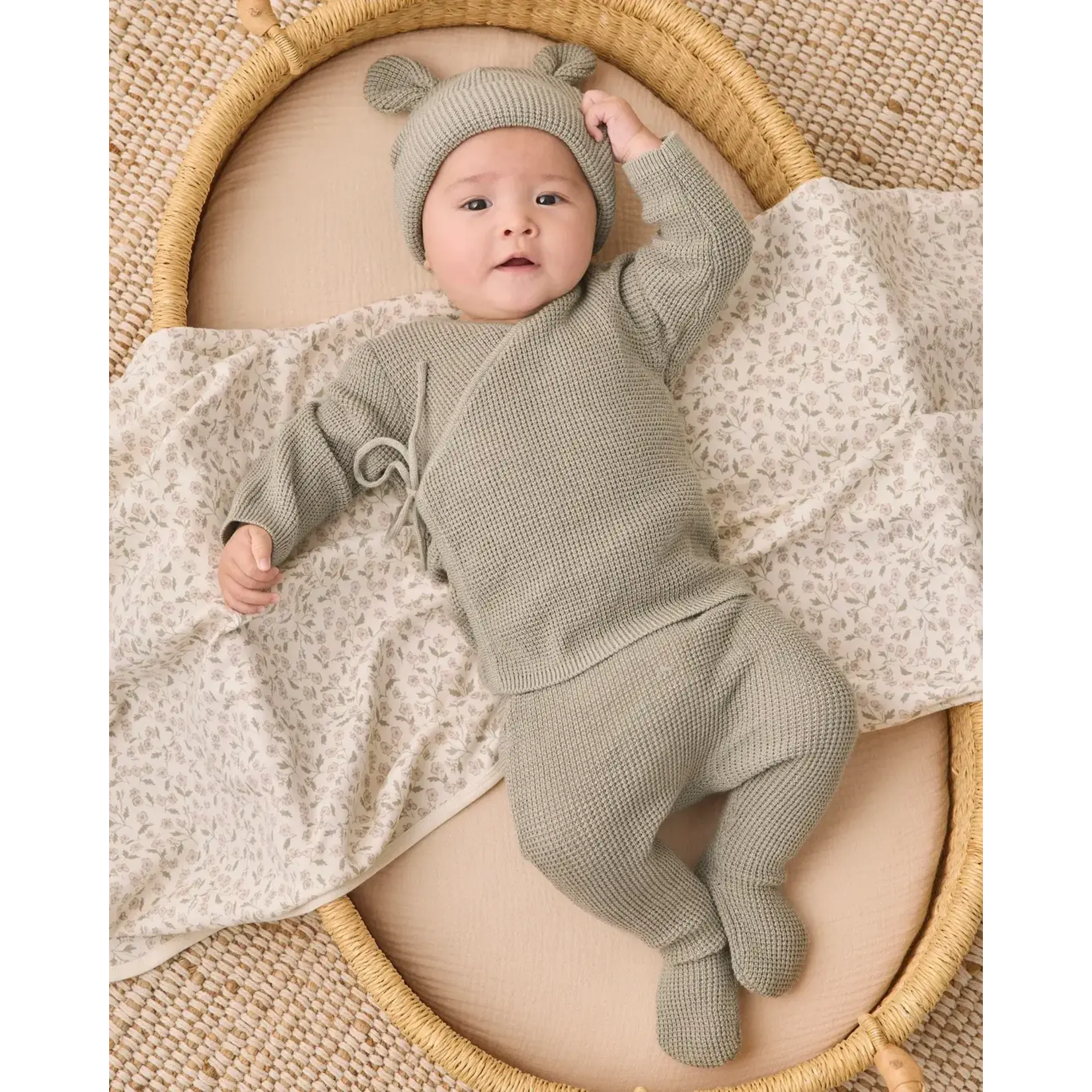 Quincy Mae Quincy Mae Laurel Knit Wrap Top & Footed Pant Set
