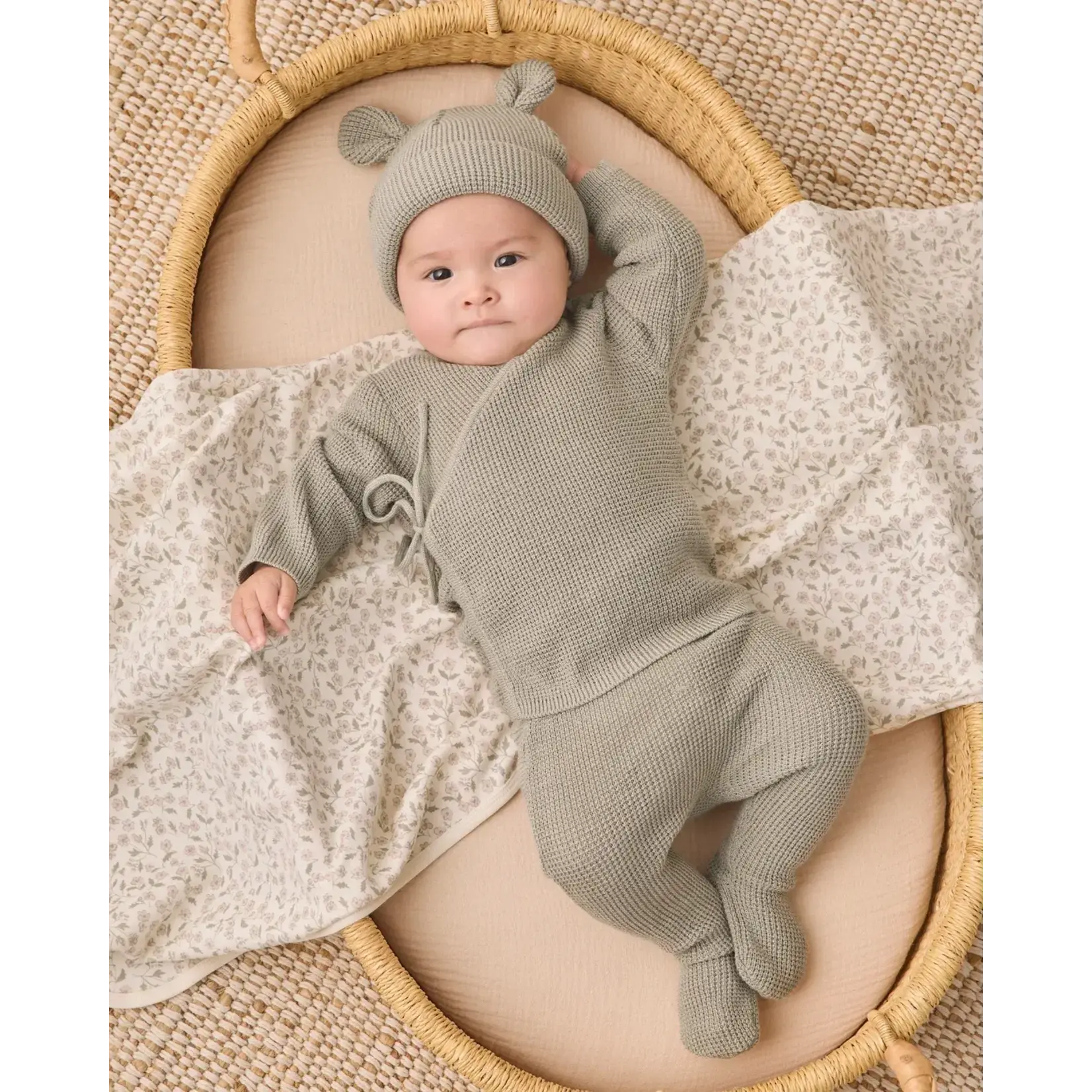 Quincy Mae Quincy Mae Laurel Knit Wrap Top & Footed Pant Set