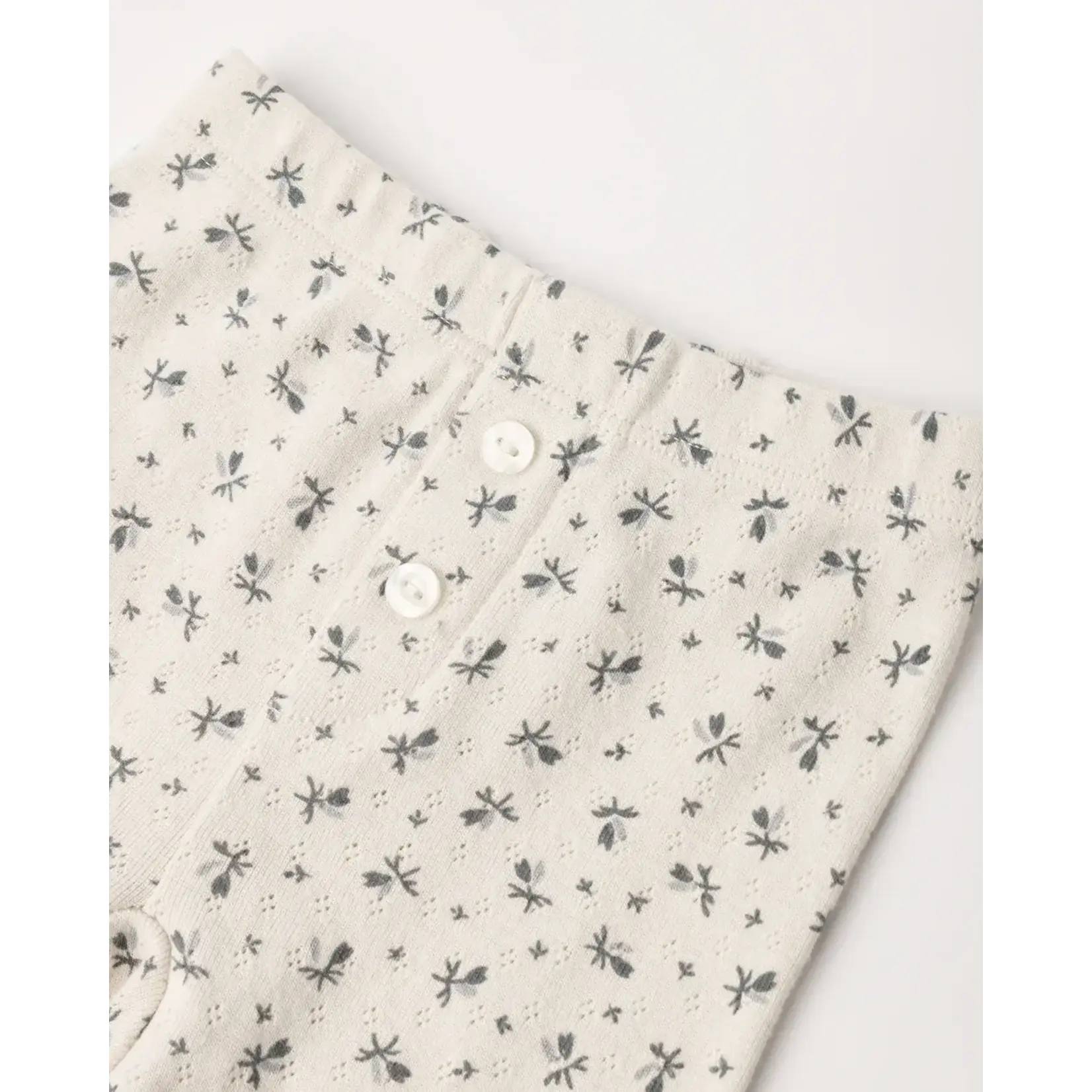 Quincy Mae Quincy Mae Natural Blue Ditsy Pointelle L/S Tee & Legging Set