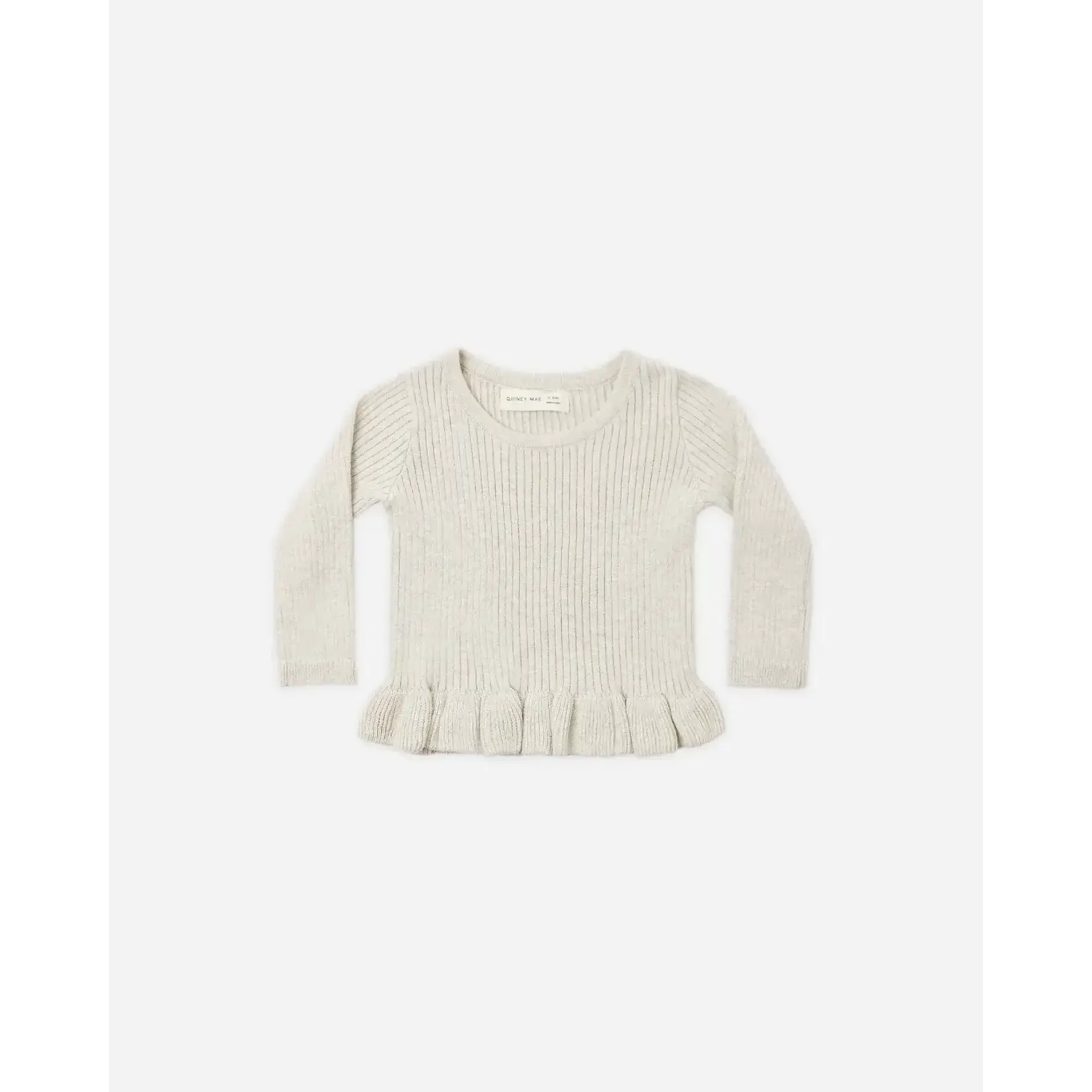 Quincy Mae Quincy Mae Oatmeal Rib Knit Peplum Top & Legging Set