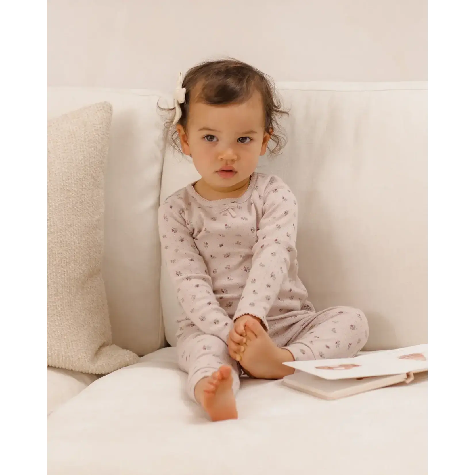 Quincy Mae Quincy Mae Lilac Heart Ditsy Pointelle L/S Tee & Legging Set