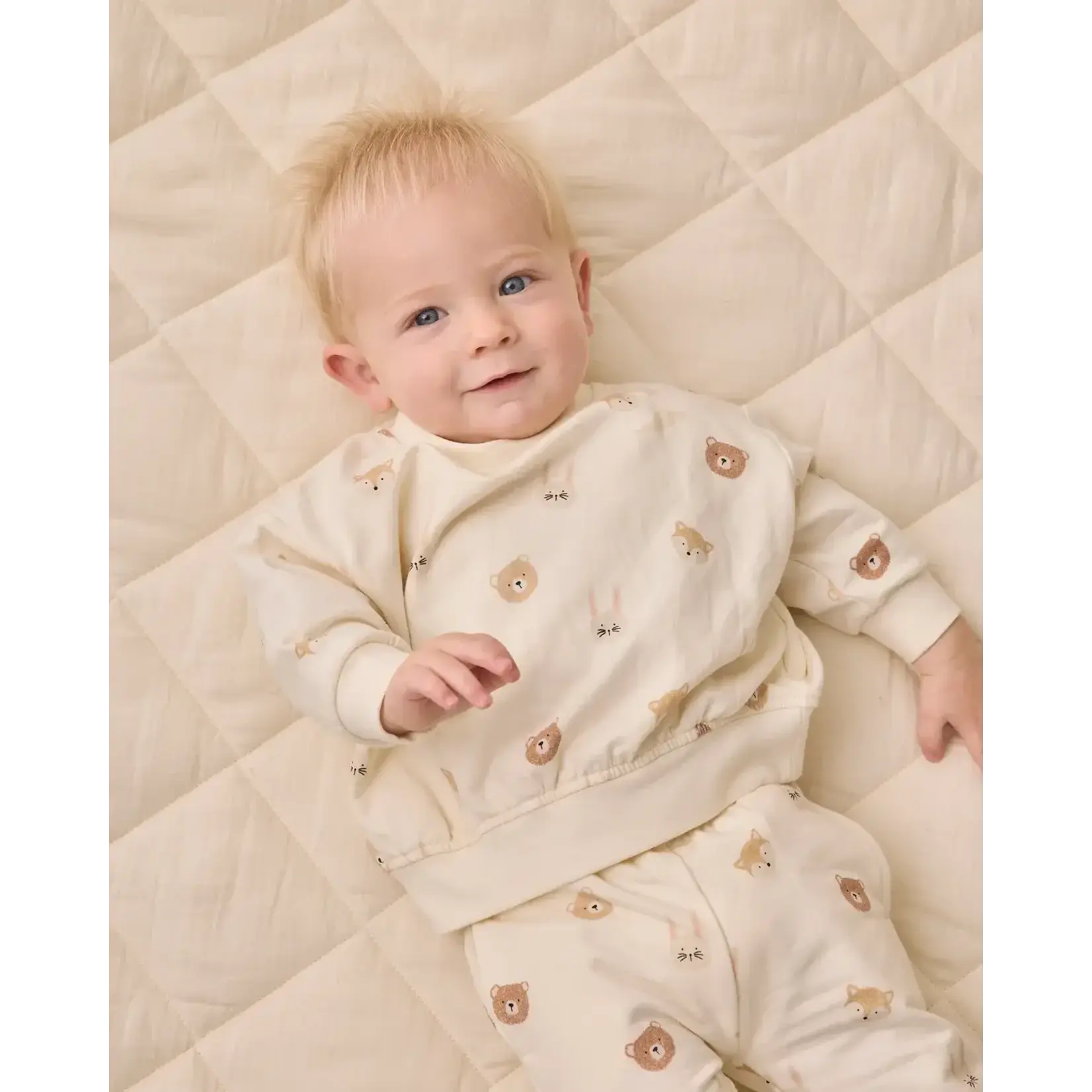 Quincy Mae Quincy Mae Ivory Critters Relaxed Fleece Sweatshirt & Pant Set