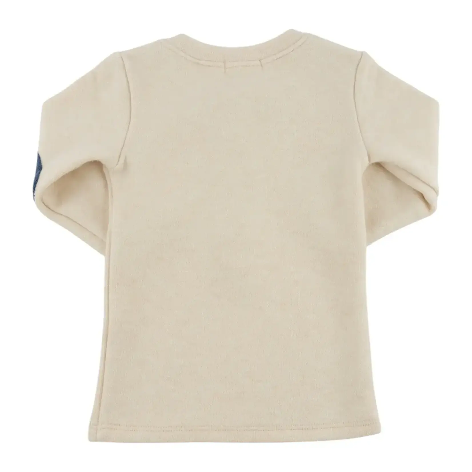 Oh Baby! Oh Baby Natural Sweater Blue Knit Elbow Patch Henley