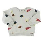 Oh Baby! Oh Baby Heather Gray Football Aop Brooklyn Boxy Sweatshirt
