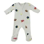 Oh Baby! Oh Baby Heather Gray Football All Over Print Footie