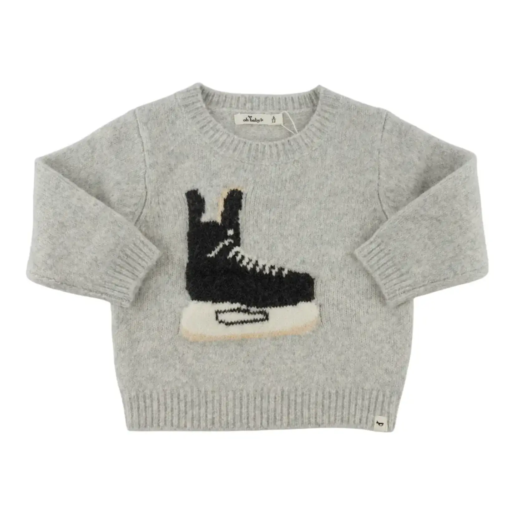 Oh Baby! Oh Baby Heather Gray Hockey Crew Knitted Sweater
