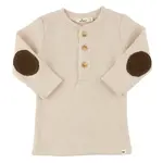 Oh Baby! Oh Baby Natural Sweater Brown Knit Elbow Patch Henley