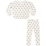 Rylee + Cru Rylee + Cru Natural Evergreen Bows Spongy Knit Set