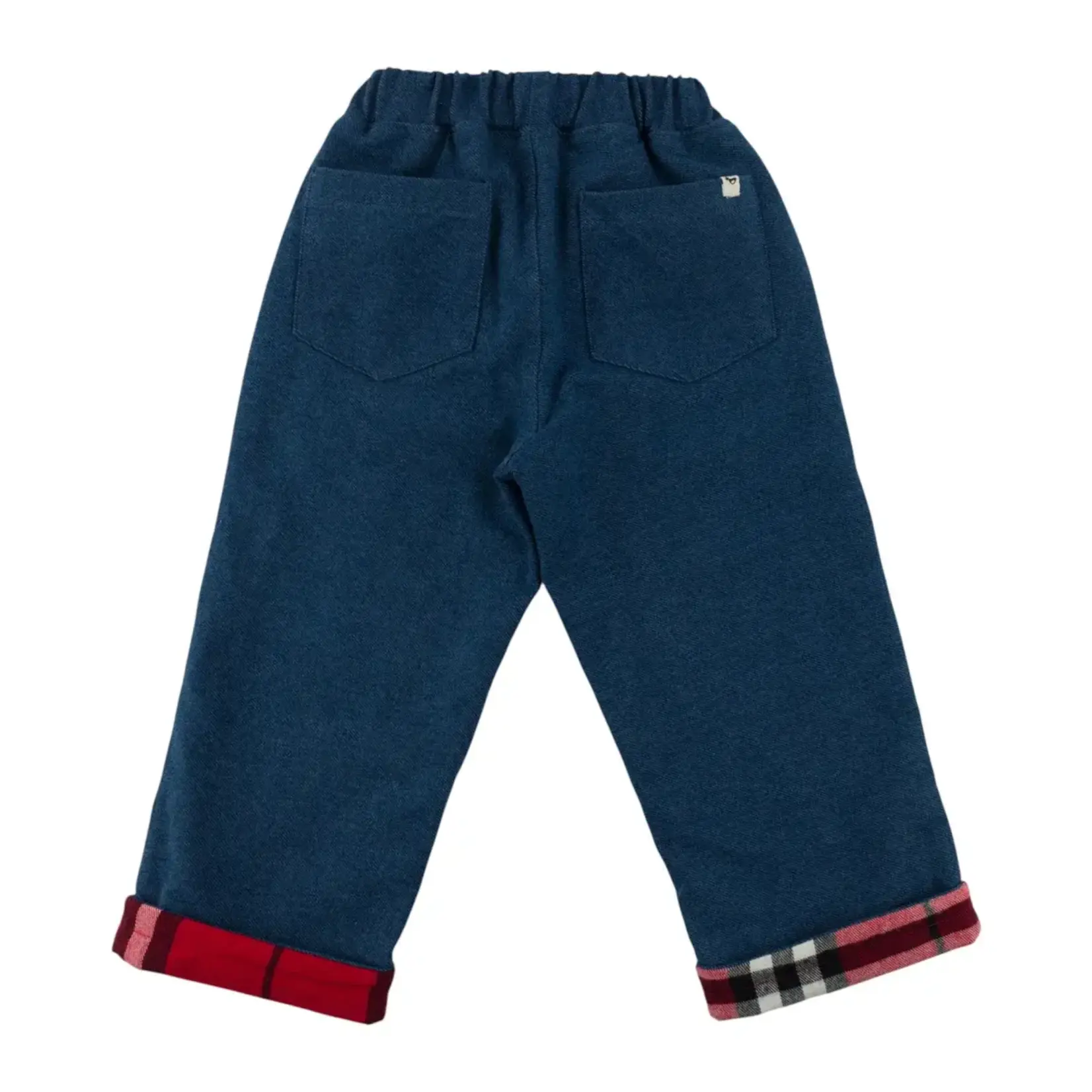 Oh Baby! Oh Baby Dark Wash Mini Tartan Red Lined Denim Jeans