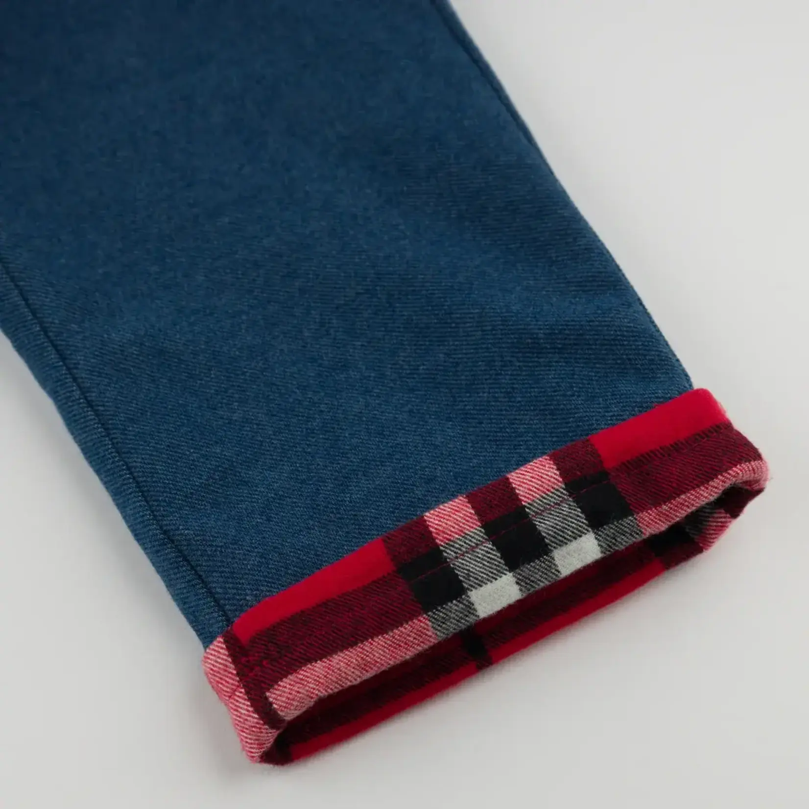 Oh Baby! Oh Baby Dark Wash Mini Tartan Red Lined Denim Jeans