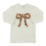 Oh Baby! Oh Baby Cream Mini Tartan Ruffle Bow Mock Neck Top
