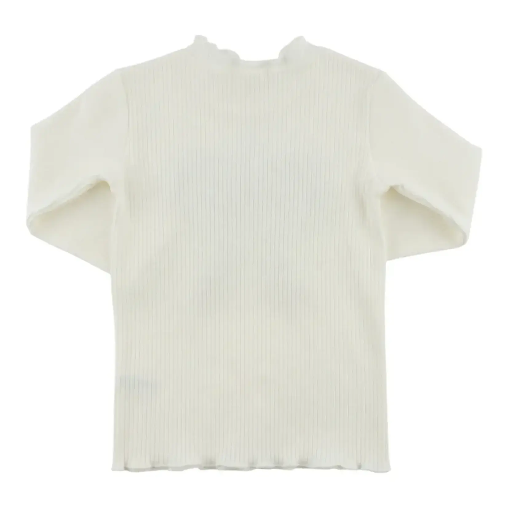 Oh Baby! Oh Baby Cream Mini Tartan Ruffle Bow Mock Neck Top