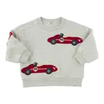 Oh Baby! Oh Baby Heather Gray Race Car Applique Charlie Sweatshirt