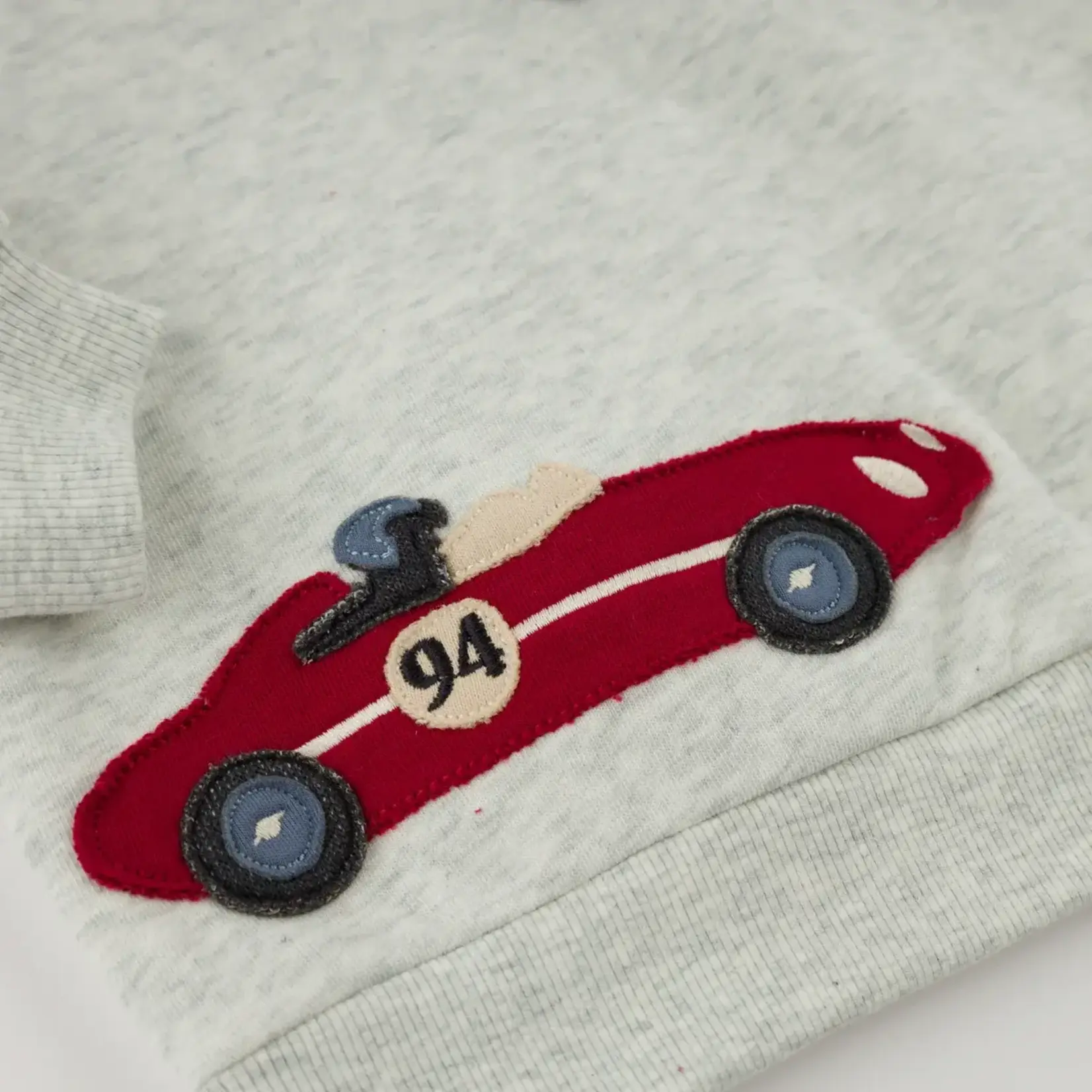 Oh Baby! Oh Baby Heather Gray Race Car Applique Charlie Sweatshirt