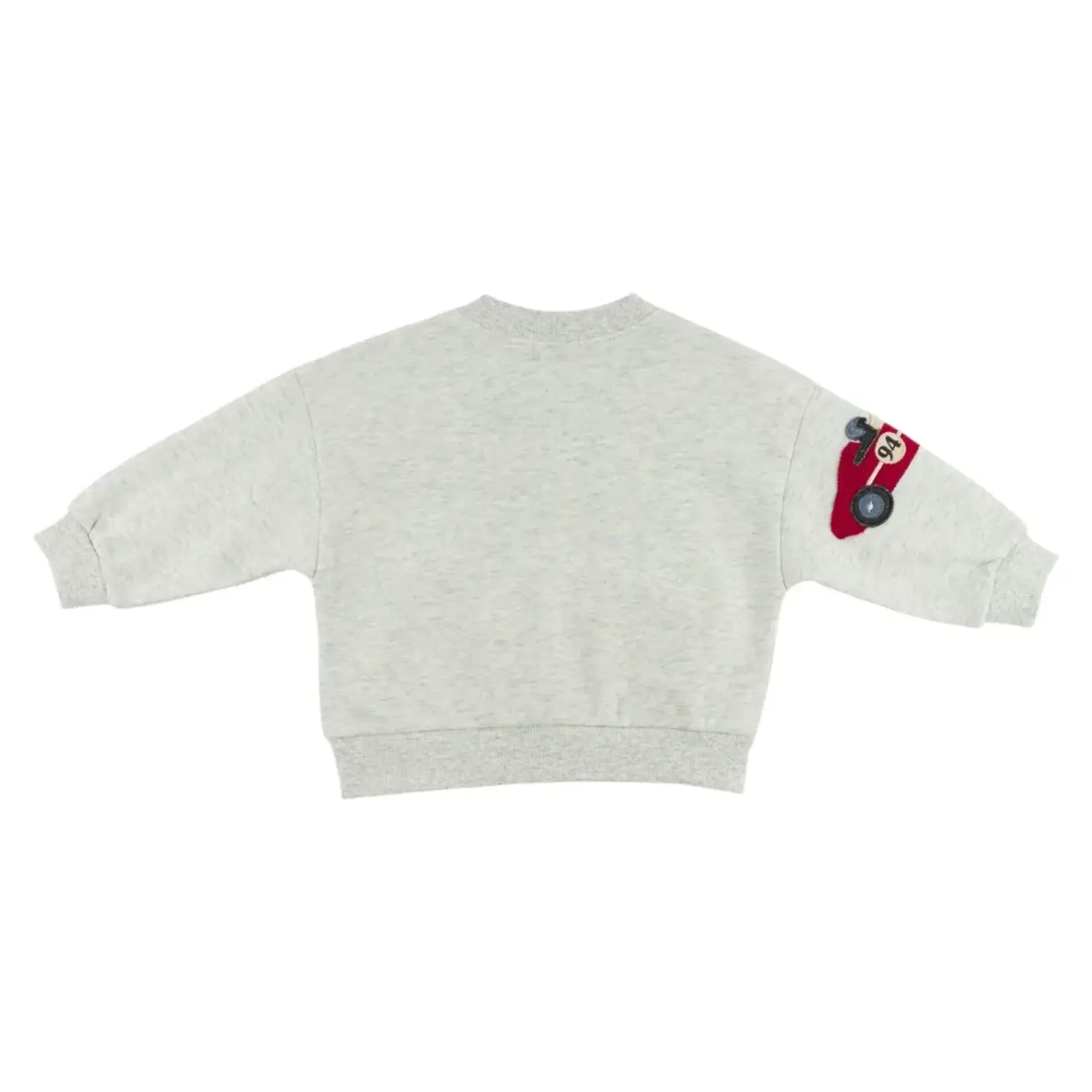 Oh Baby! Oh Baby Heather Gray Race Car Applique Charlie Sweatshirt