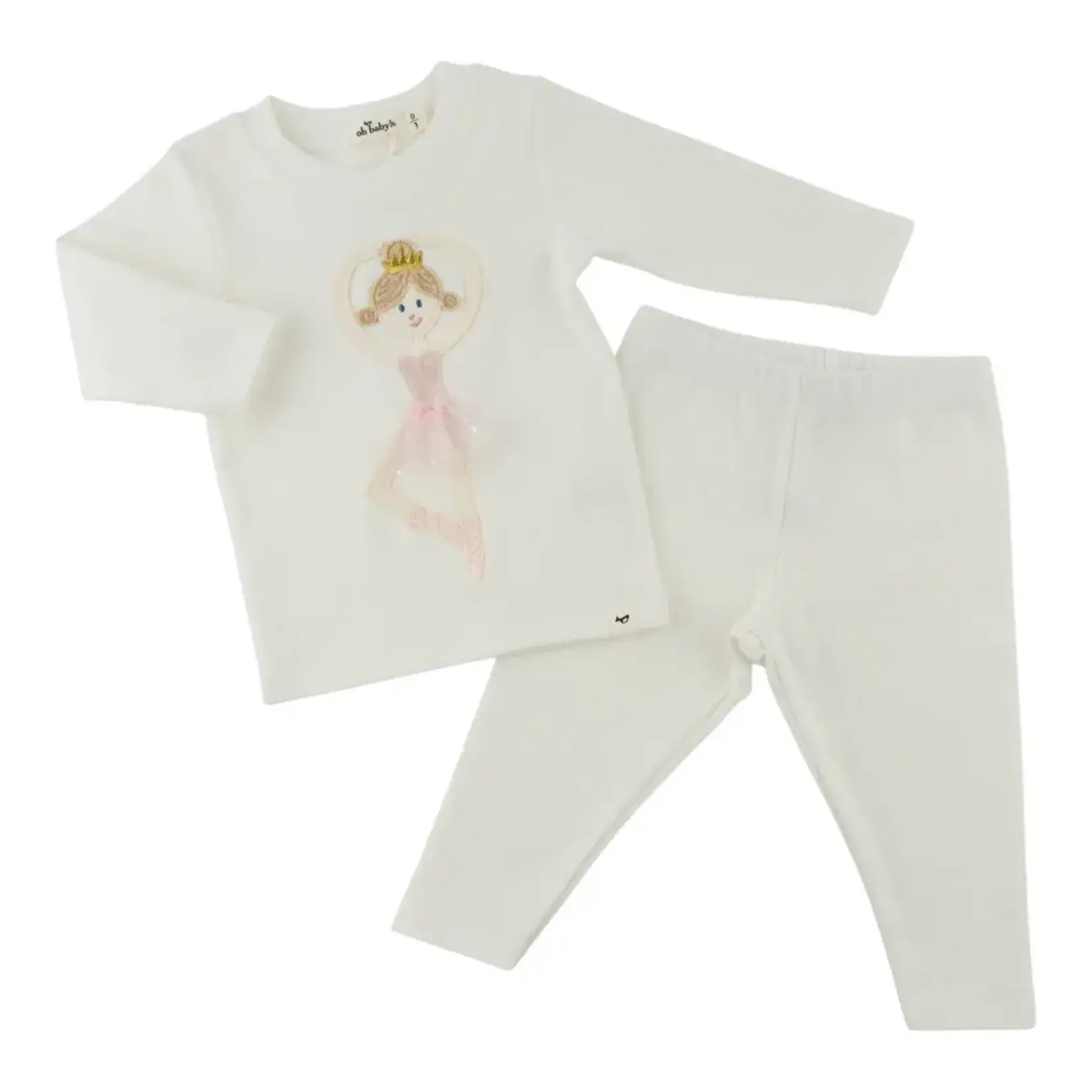 Oh Baby! Oh Baby Cream Ballerina Applique 2pc Set