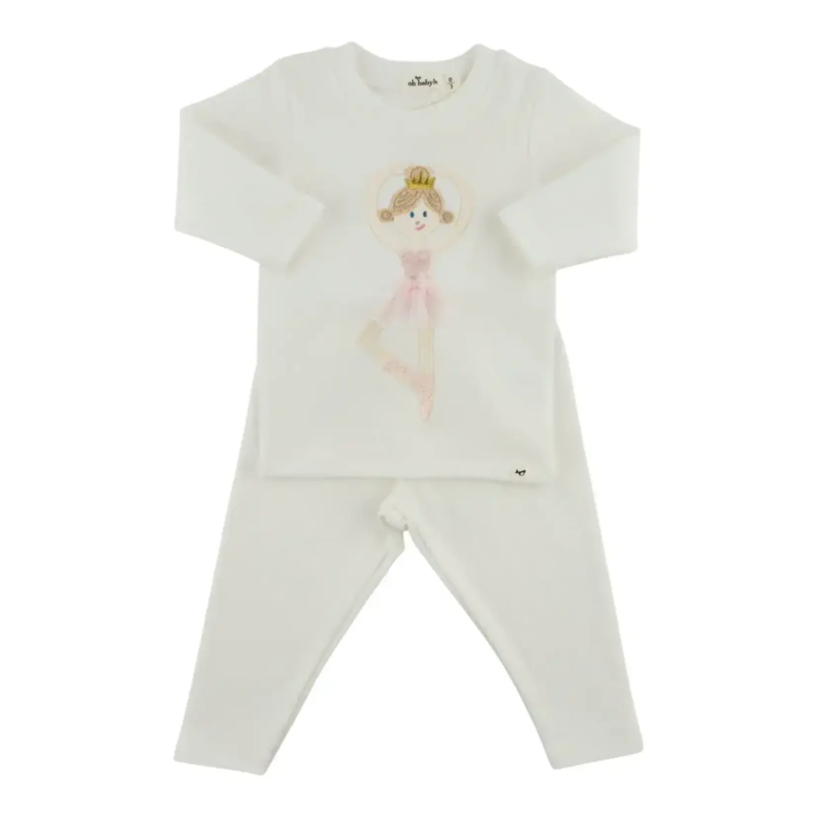 Oh Baby! Oh Baby Cream Ballerina Applique 2pc Set