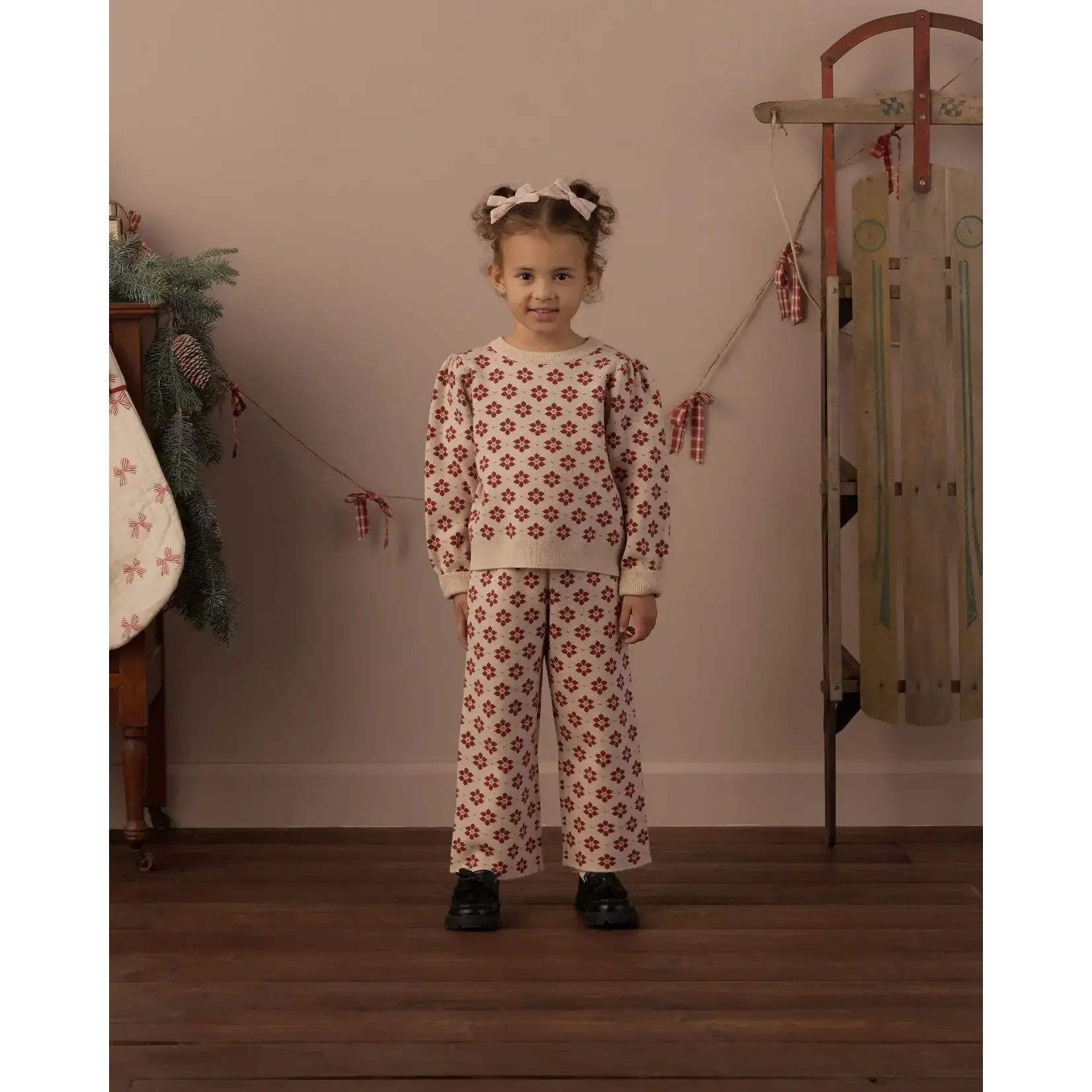 Rylee + Cru Rylee & Cru Antique Poinsettia Jacquard Knit Set