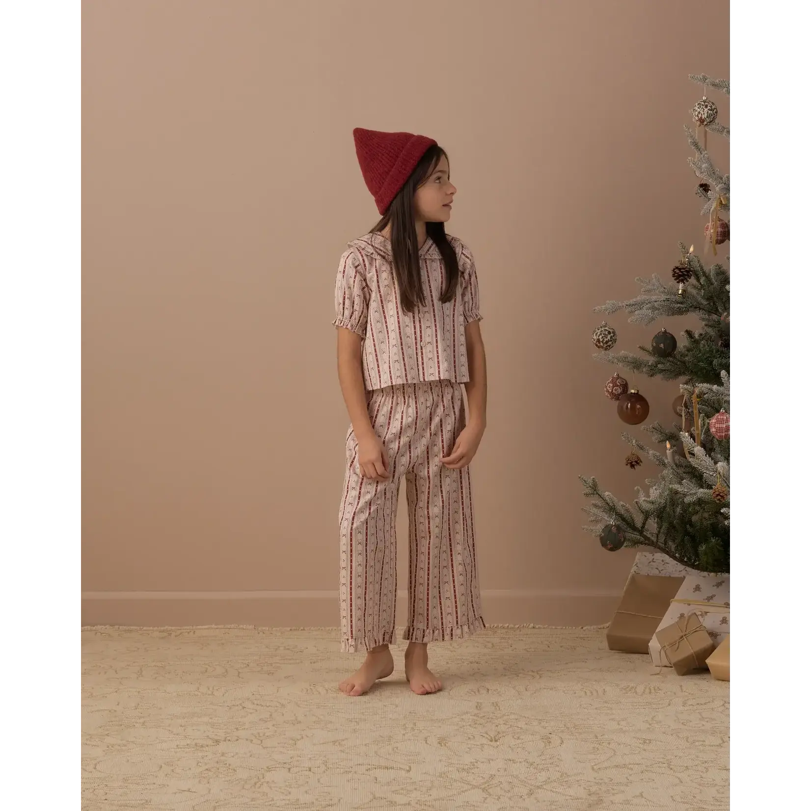 Rylee + Cru Rylee & Cru Antique Candy Cane Lane Ruffle Pajama
