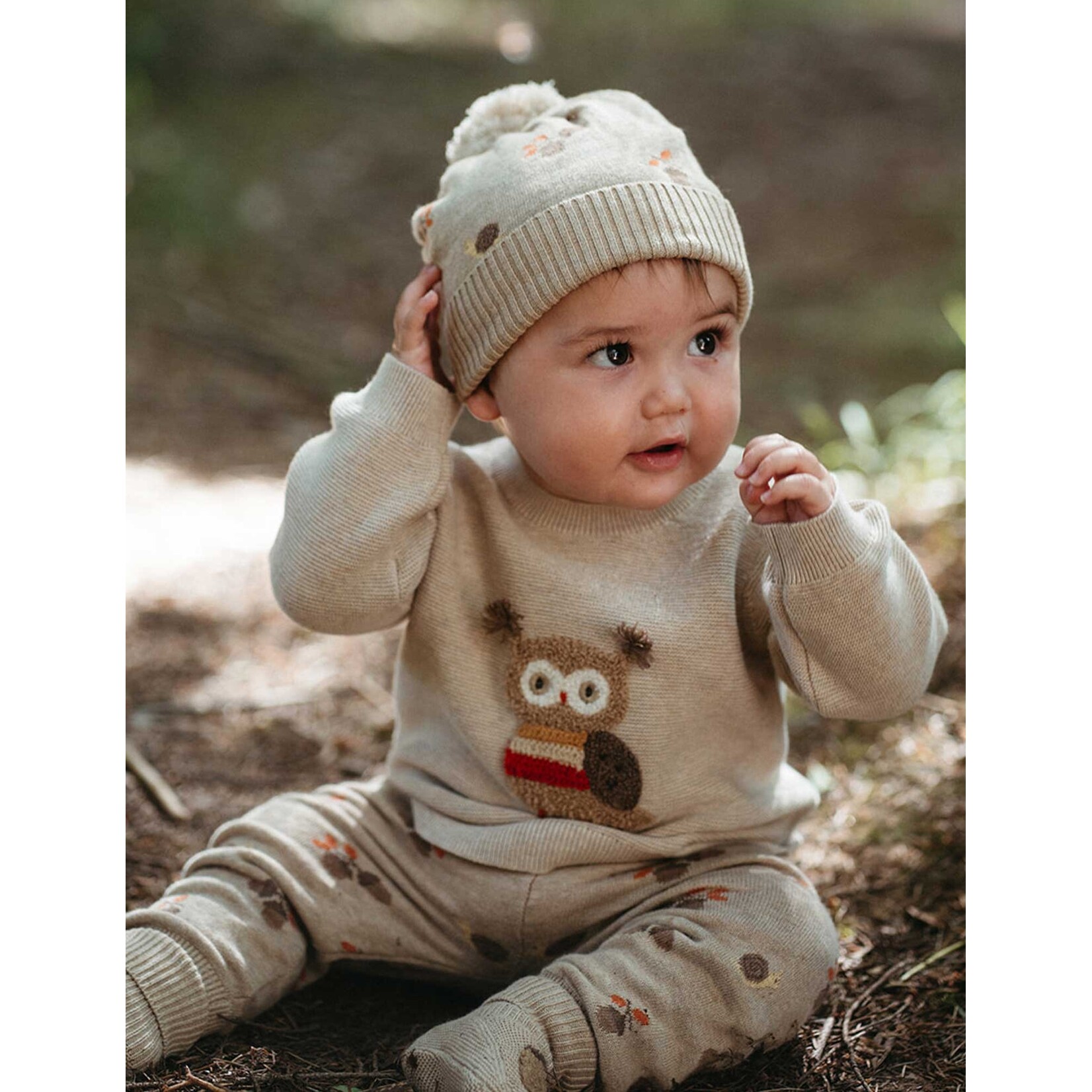 Purebaby Purebaby Oatmeal Melange Magical Forest Jumper & Acorn Legging Set