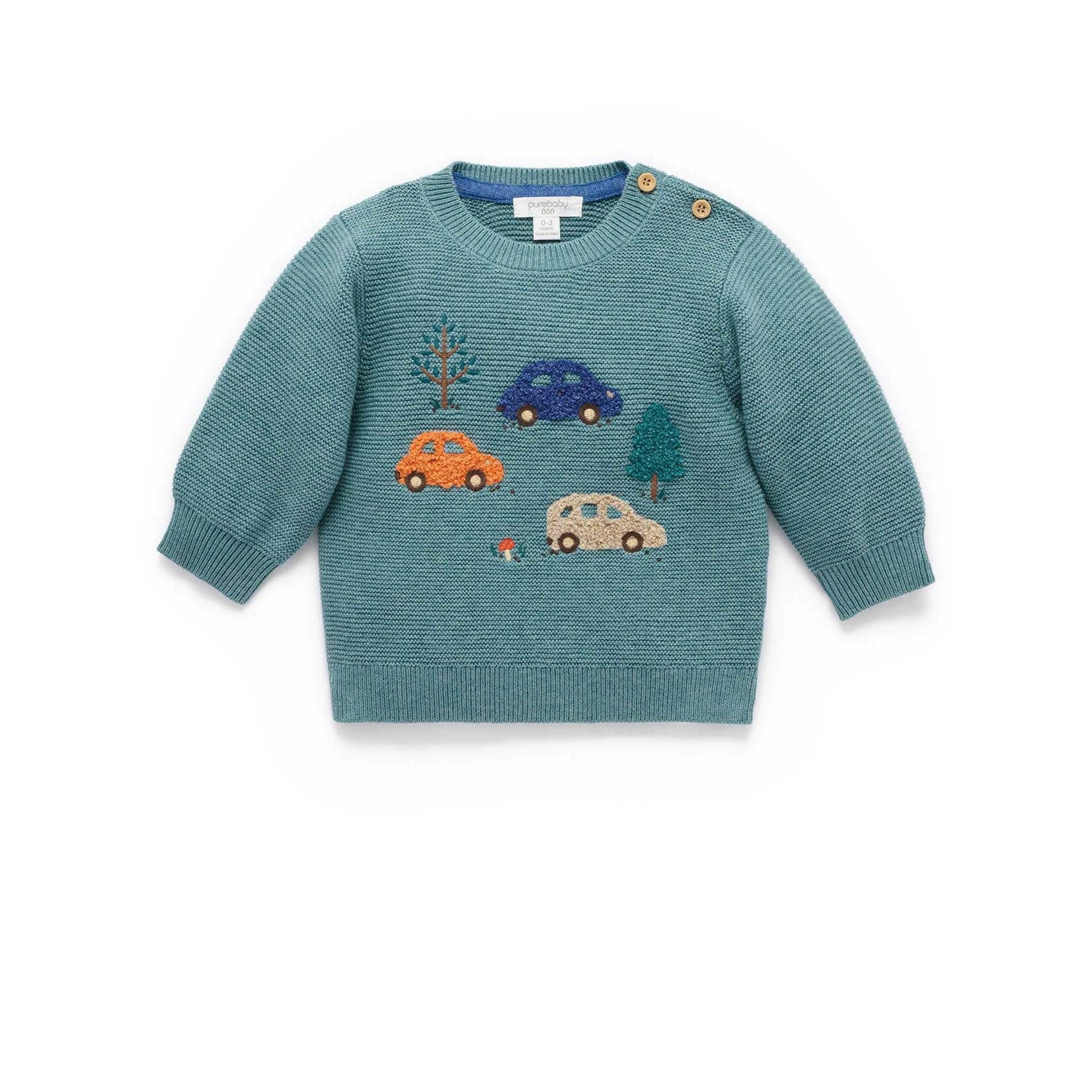 Purebaby Purebaby Duck Egg Melange Woodland Jumper & Knitted Legging Set