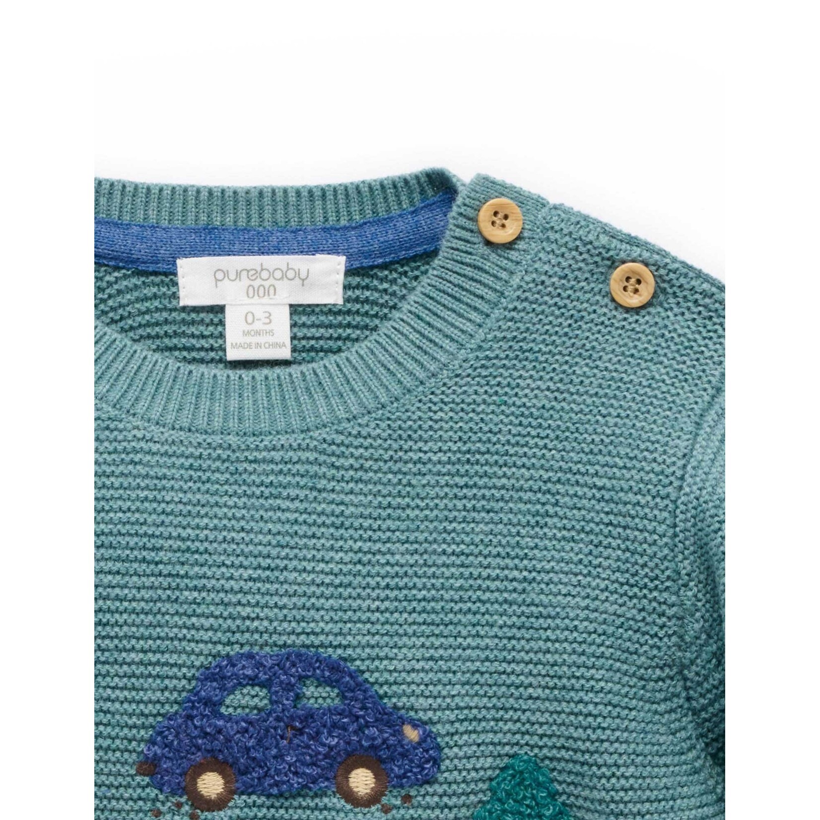 Purebaby Purebaby Duck Egg Melange Woodland Jumper & Knitted Legging Set