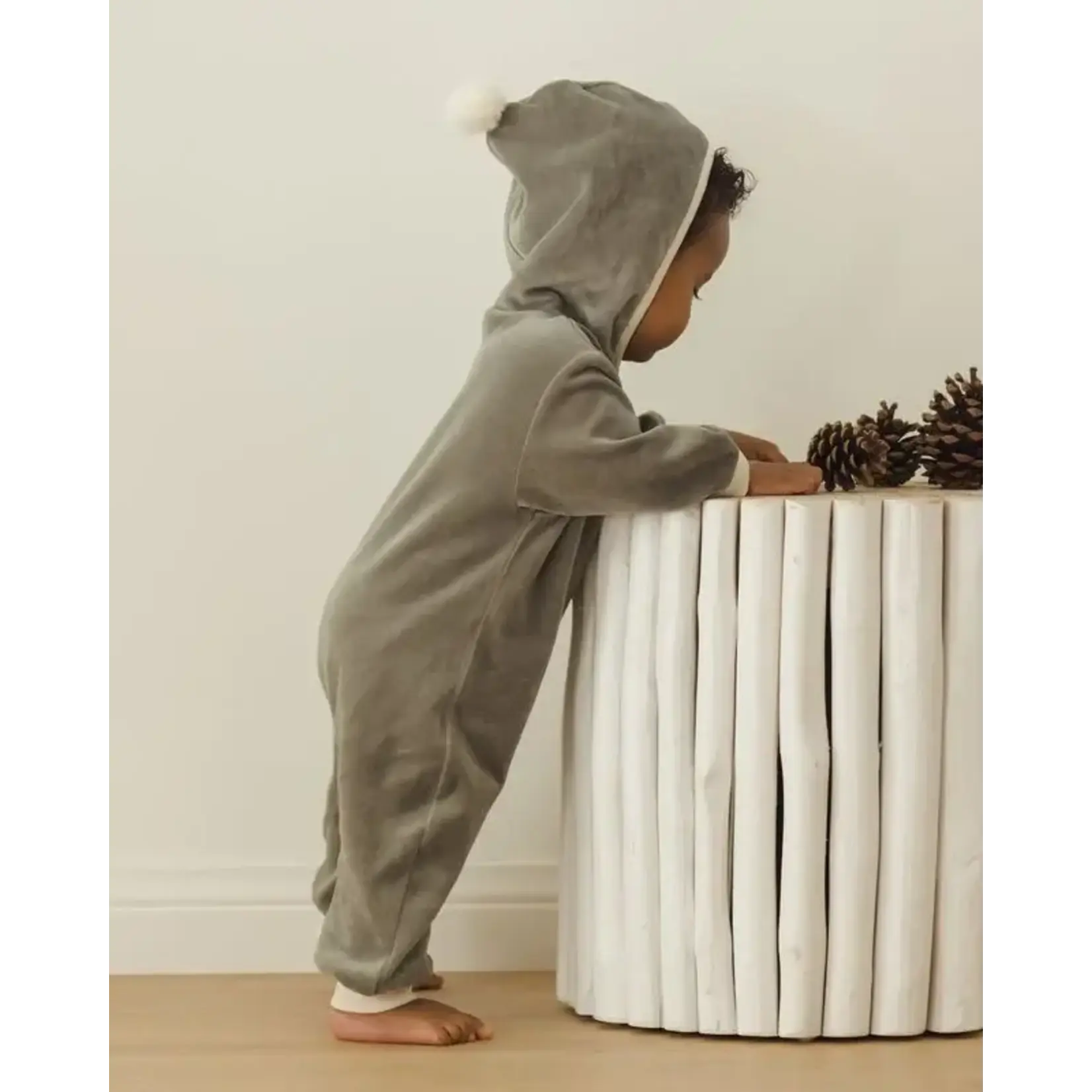 Quincy Mae Quincy Mae Spruce Velour Zip Jumpsuit