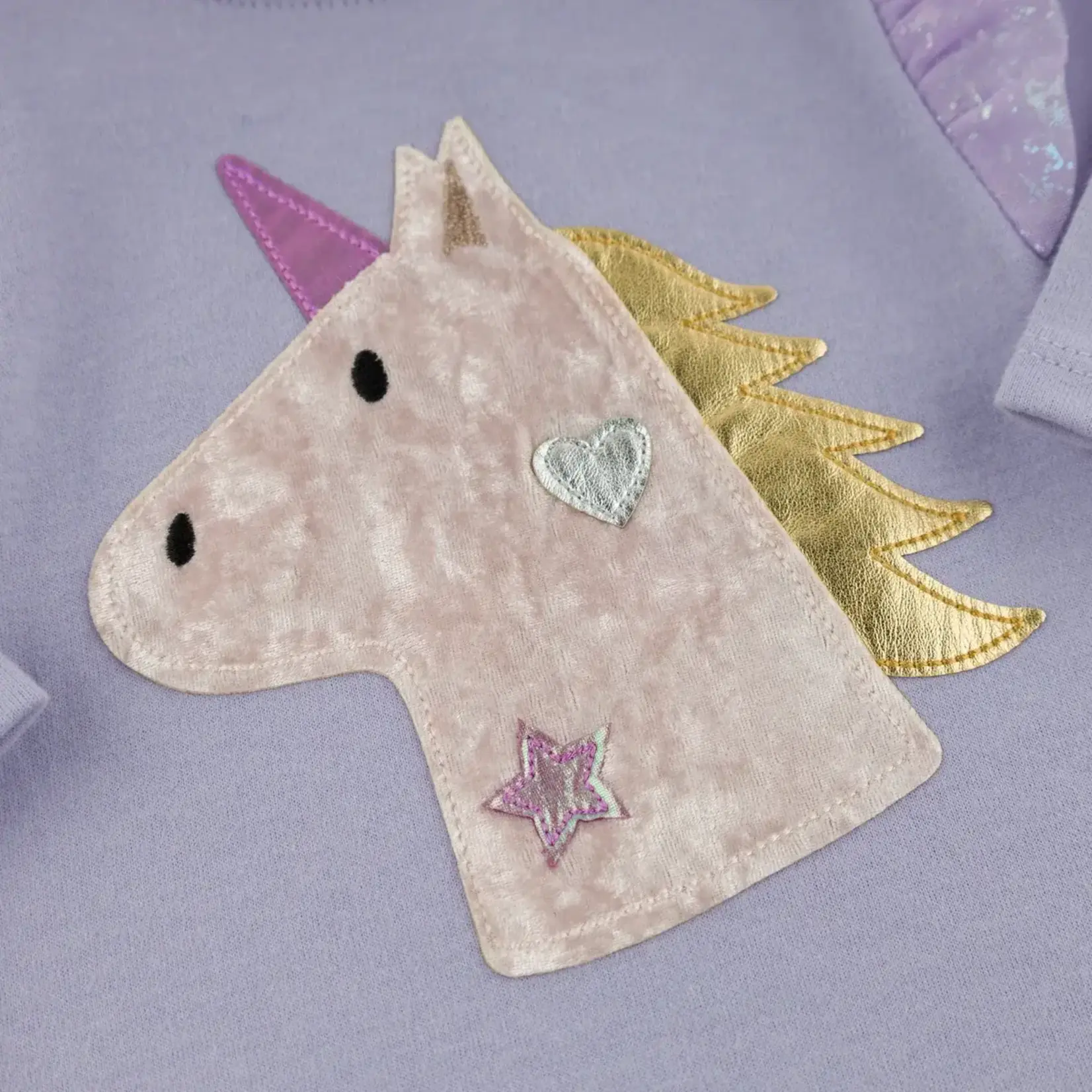 Oh Baby! Oh Baby Lavender Unicorn Head Applique Millie L/S Tee